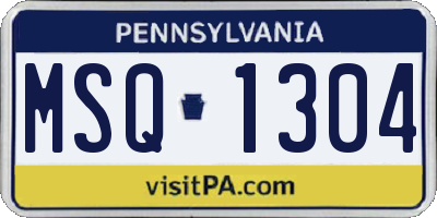 PA license plate MSQ1304