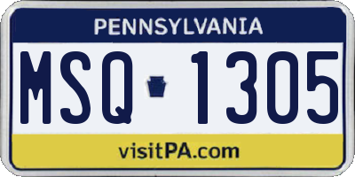PA license plate MSQ1305