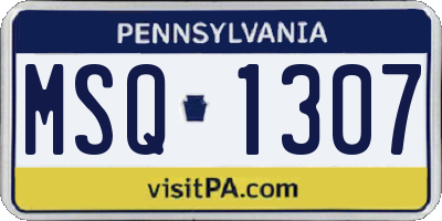 PA license plate MSQ1307