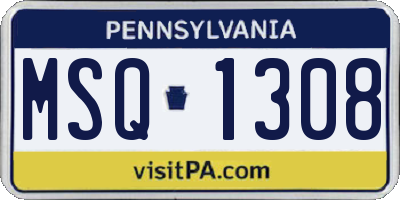 PA license plate MSQ1308