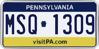 PA license plate MSQ1309