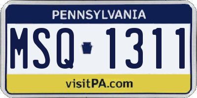 PA license plate MSQ1311