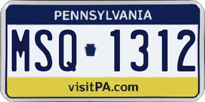 PA license plate MSQ1312
