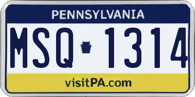 PA license plate MSQ1314
