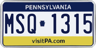 PA license plate MSQ1315