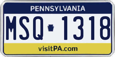 PA license plate MSQ1318