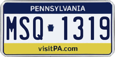 PA license plate MSQ1319