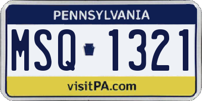 PA license plate MSQ1321