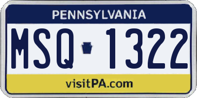 PA license plate MSQ1322