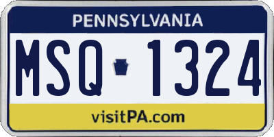 PA license plate MSQ1324