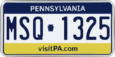 PA license plate MSQ1325