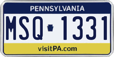 PA license plate MSQ1331