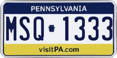 PA license plate MSQ1333