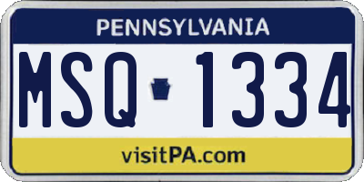 PA license plate MSQ1334