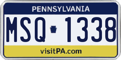 PA license plate MSQ1338