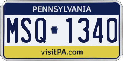 PA license plate MSQ1340