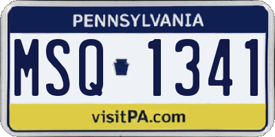 PA license plate MSQ1341