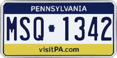 PA license plate MSQ1342