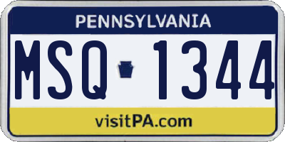 PA license plate MSQ1344