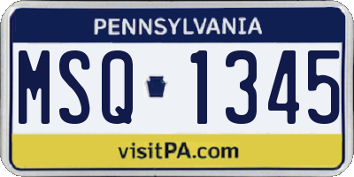 PA license plate MSQ1345