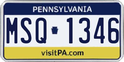 PA license plate MSQ1346