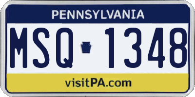 PA license plate MSQ1348
