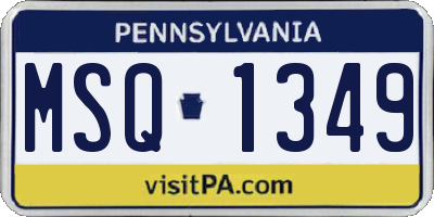 PA license plate MSQ1349
