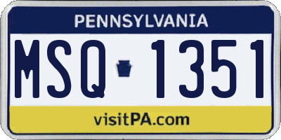 PA license plate MSQ1351