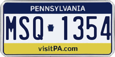 PA license plate MSQ1354