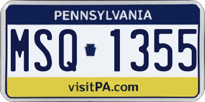 PA license plate MSQ1355