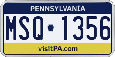 PA license plate MSQ1356