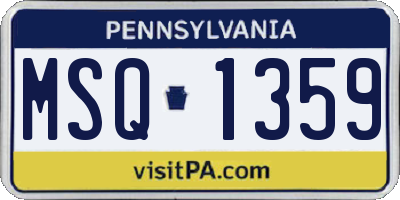 PA license plate MSQ1359
