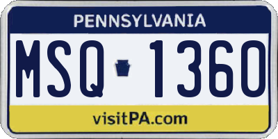 PA license plate MSQ1360