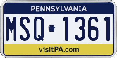 PA license plate MSQ1361
