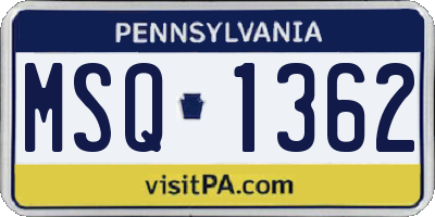 PA license plate MSQ1362