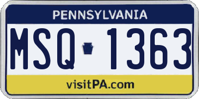 PA license plate MSQ1363