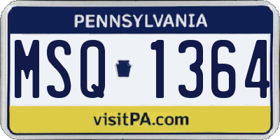PA license plate MSQ1364