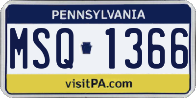 PA license plate MSQ1366