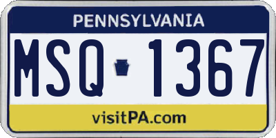 PA license plate MSQ1367
