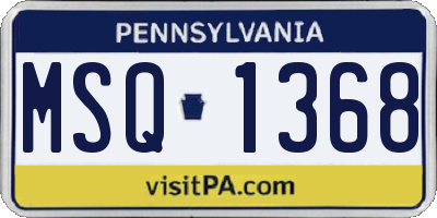 PA license plate MSQ1368
