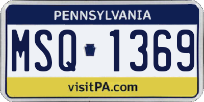 PA license plate MSQ1369