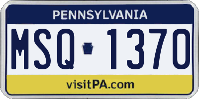 PA license plate MSQ1370