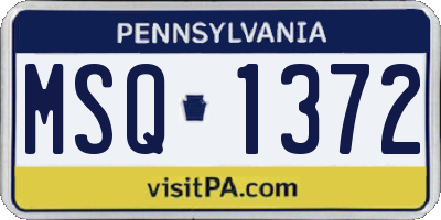PA license plate MSQ1372