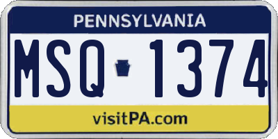 PA license plate MSQ1374