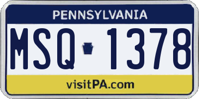 PA license plate MSQ1378