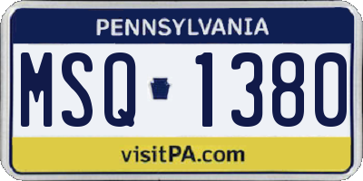 PA license plate MSQ1380