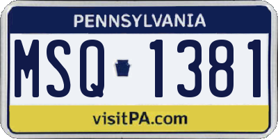 PA license plate MSQ1381