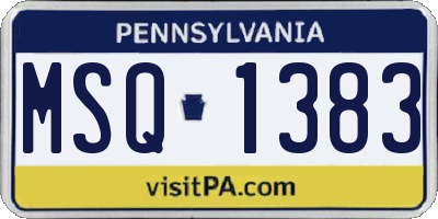 PA license plate MSQ1383