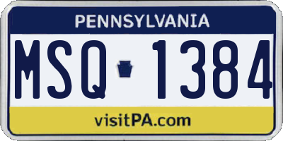 PA license plate MSQ1384