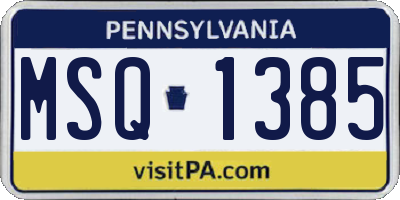 PA license plate MSQ1385